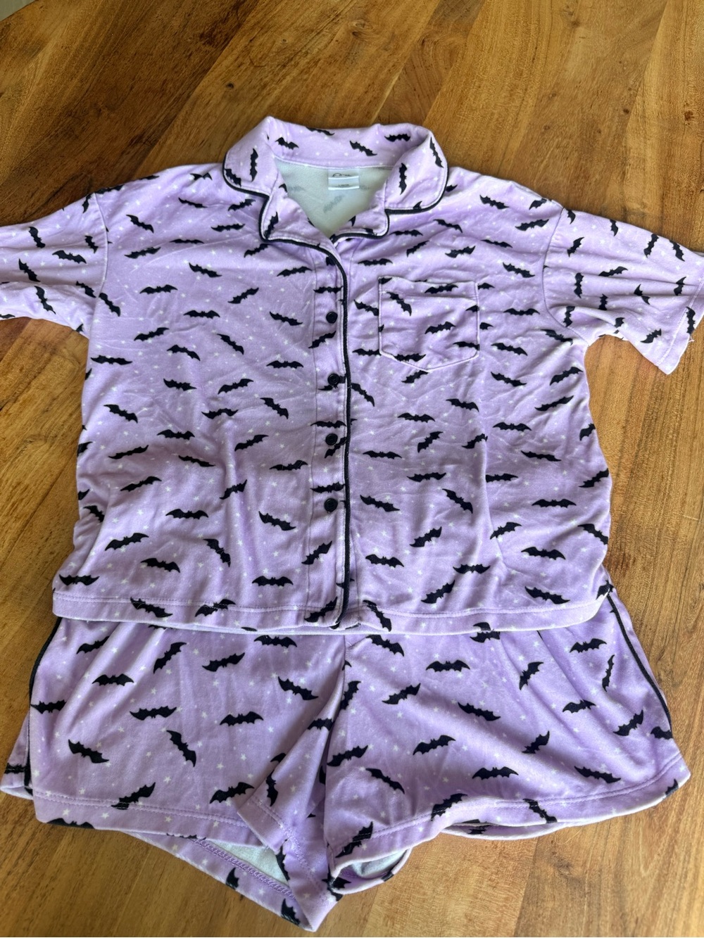 art class Girls Halloween Short-Sleeve Pajama Set lavender with Black Bat Print